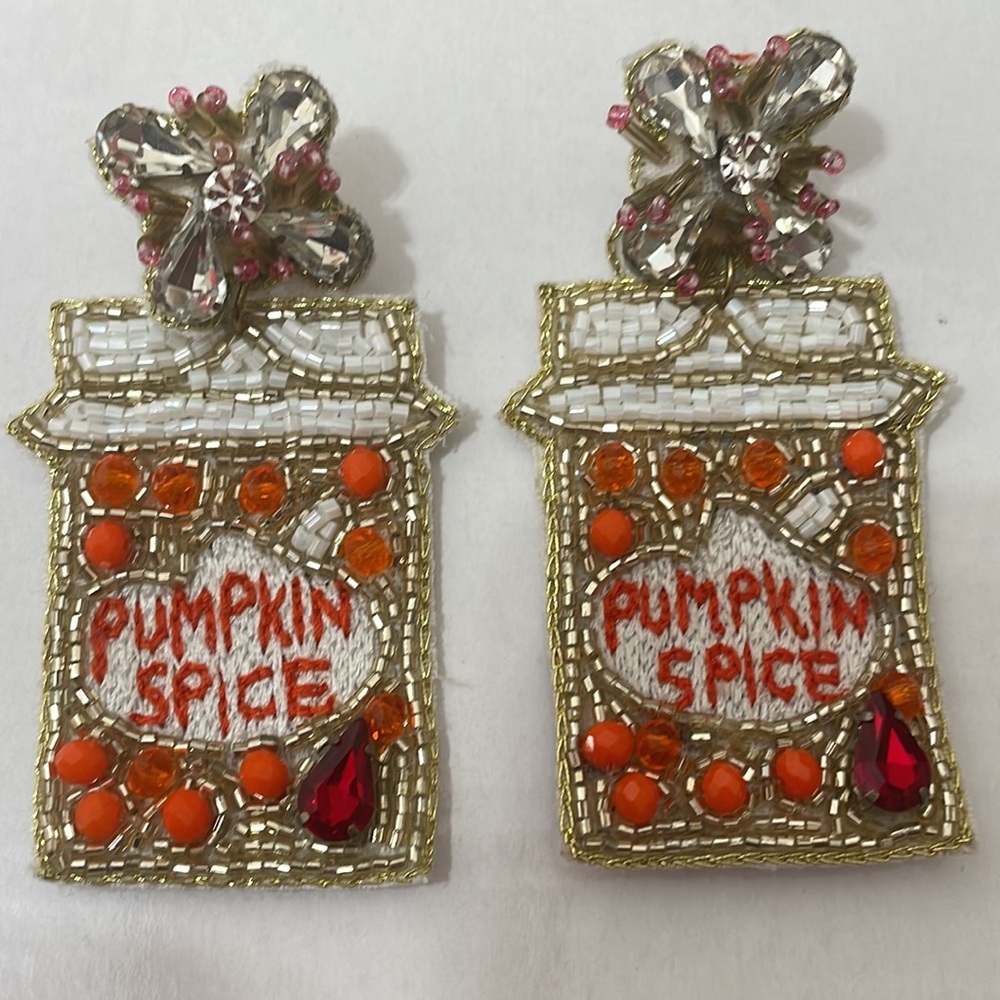 Beaded Crystal Halloween Earrings